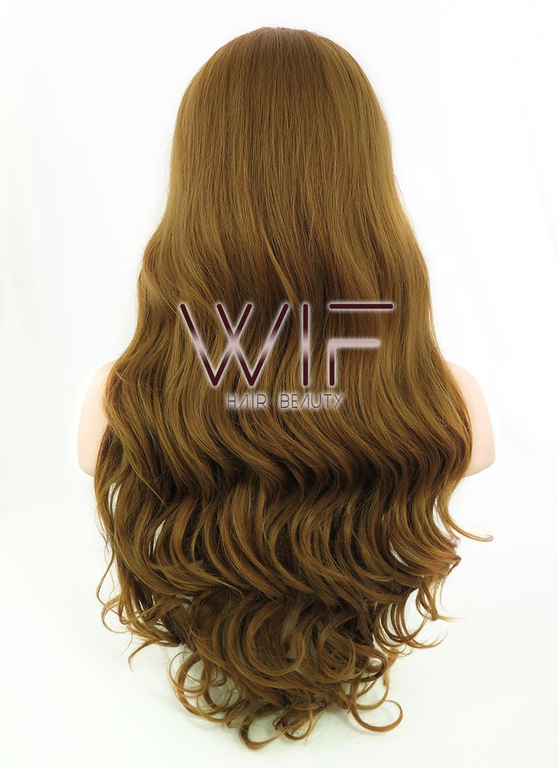 24" Wavy Golden Brown Lace Front Synthetic Wig LF109