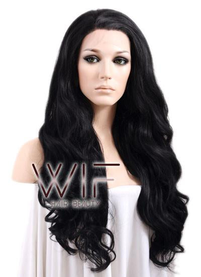 Long Curly Wavy 24" Mixed Black Lace Front Synthetic Katy Perry's Wig 