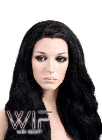 Long Curly Wavy 24" Mixed Black Lace Front Synthetic Fashion Wig