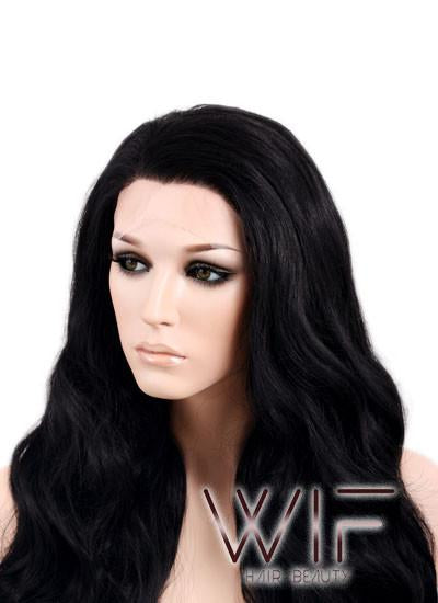 Long Curly Wavy 24" Mixed Black Lace Front Synthetic Fashion Wig
