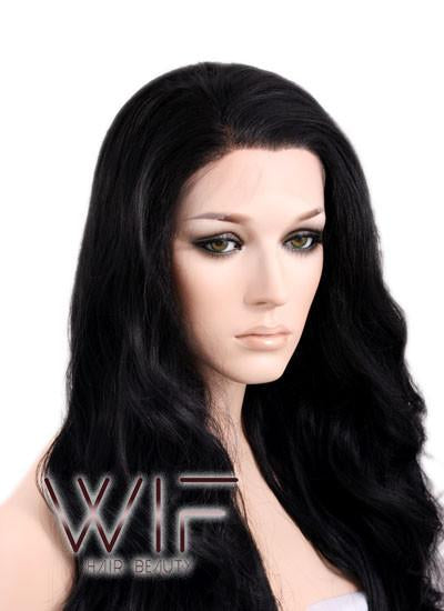 Long Curly Wavy 24" Mixed Black Lace Front Synthetic Fashion Wig