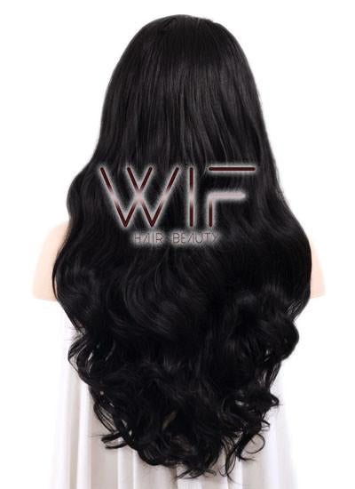 Long Curly Wavy 24" Mixed Black Lace Front Synthetic Fashion Wig