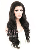 24" Wavy Natural Black Lace Front Synthetic Wig LF112