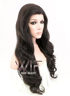 24" Wavy Natural Black Lace Front Synthetic Wig LF112