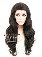 24" Wavy Natural Black Lace Front Synthetic Wig LF112