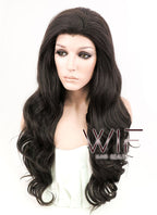 24" Wavy Natural Black Lace Front Synthetic Wig LF112