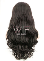24" Wavy Natural Black Lace Front Synthetic Wig LF112