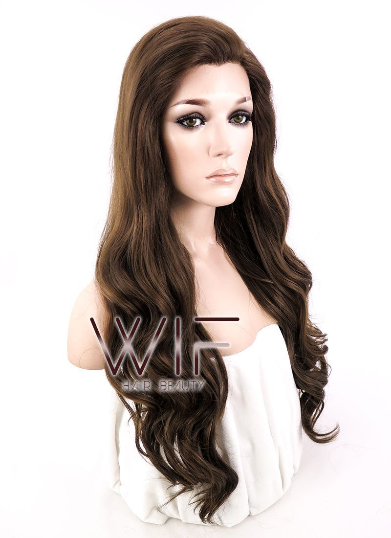 24" Wavy Dark Brown Lace Front Synthetic Wig LF113