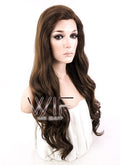 24" Wavy Dark Brown Lace Front Synthetic Wig LF113