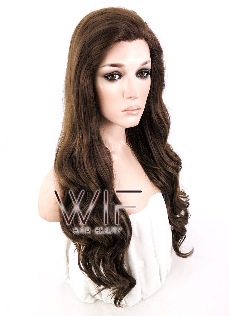24" Wavy Dark Brown Lace Front Synthetic Wig LF113