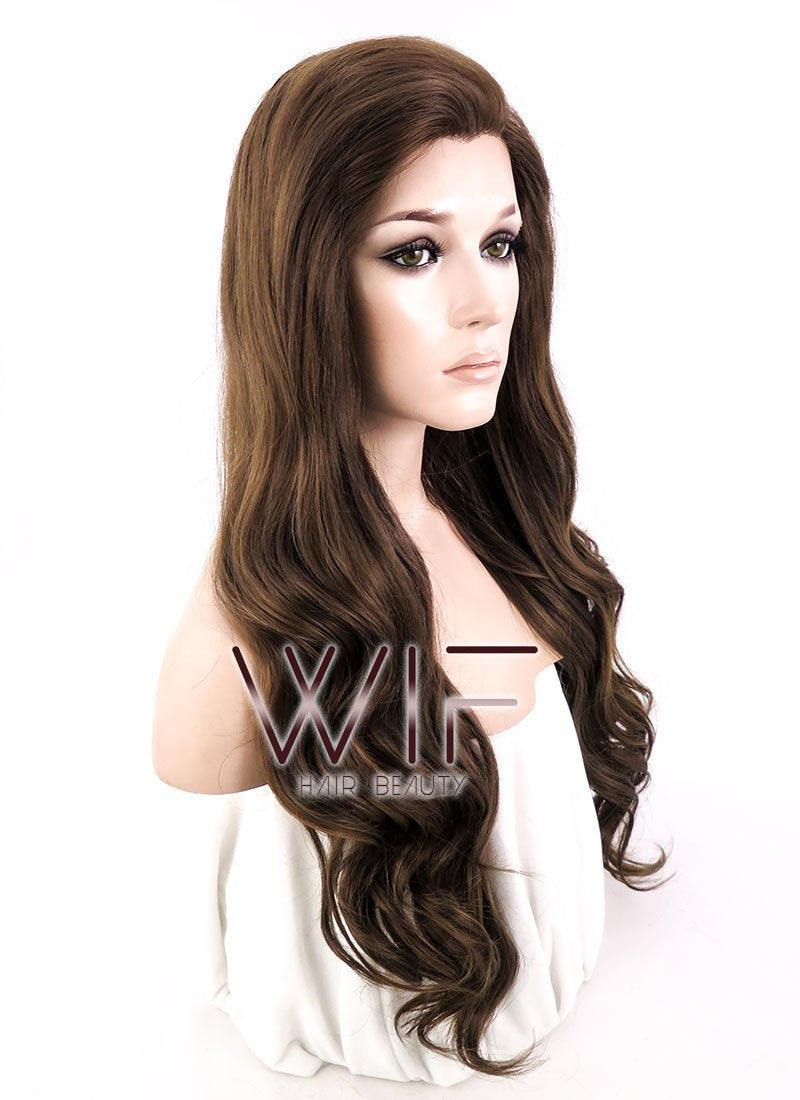 24" Wavy Dark Brown Lace Front Synthetic Wig LF113