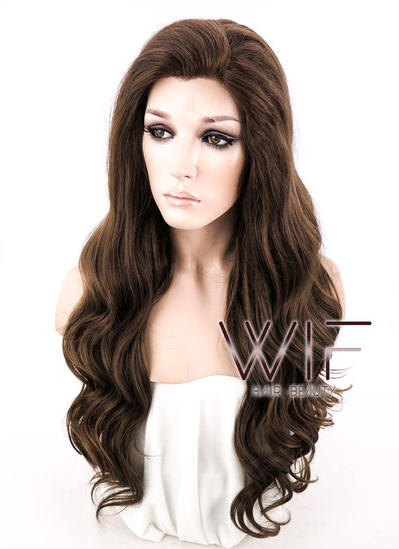 24" Wavy Dark Brown Lace Front Synthetic Wig LF113