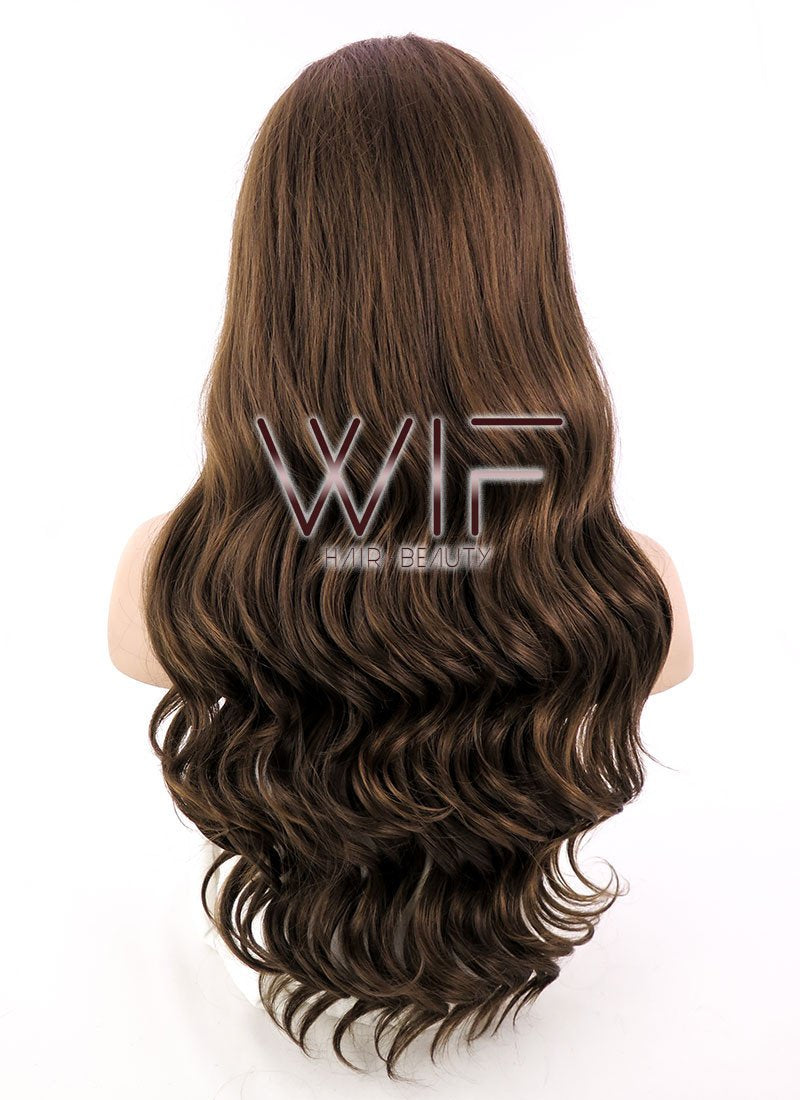 24" Wavy Dark Brown Lace Front Synthetic Wig LF113