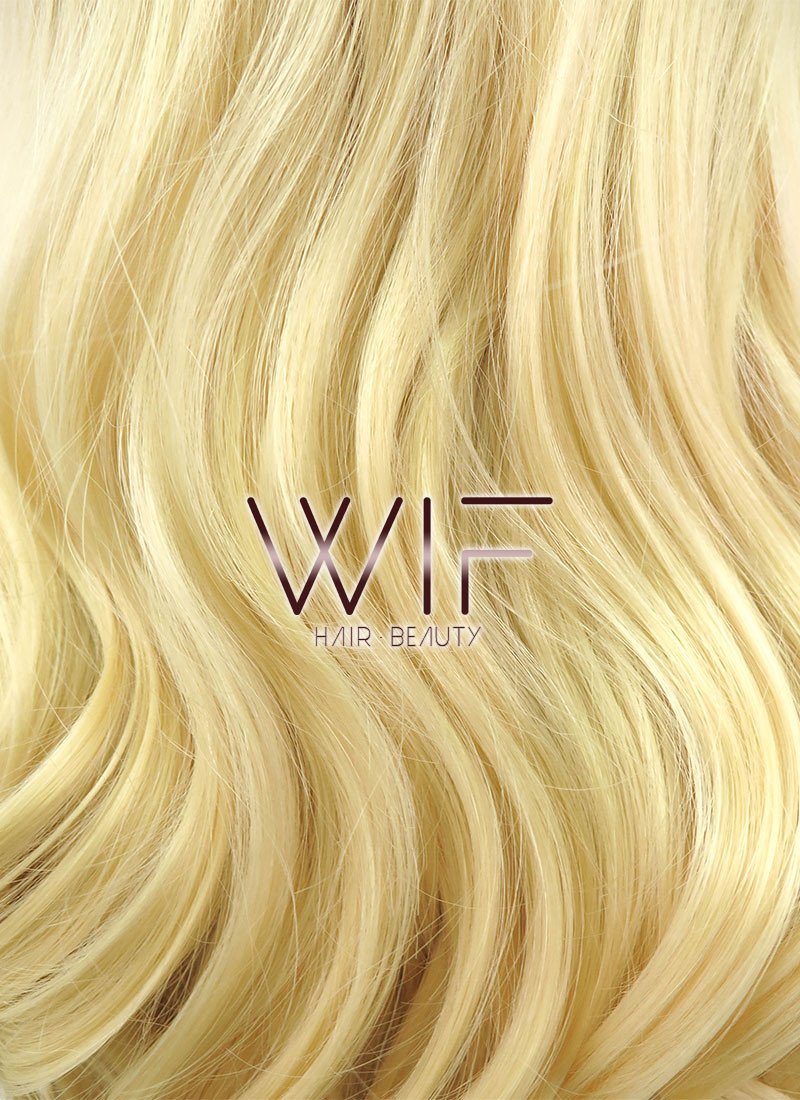 24" Wavy Light Golden Blonde Lace Front Synthetic Wig LF115