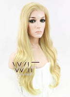 24" Wavy Light Golden Blonde Lace Front Synthetic Wig LF115