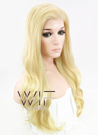 24" Wavy Light Golden Blonde Lace Front Synthetic Wig LF115