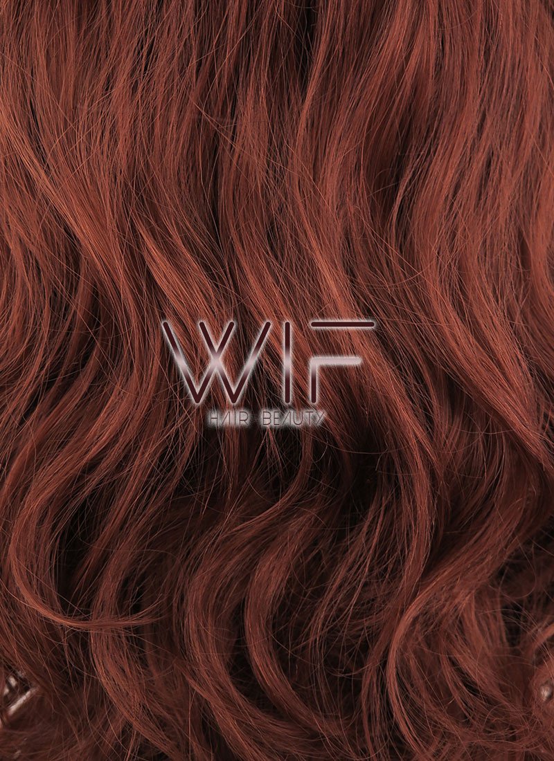 24" Wavy Light Reddish Brown Lace Front Synthetic Wig LF132
