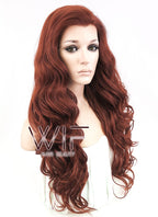 24" Wavy Light Reddish Brown Lace Front Synthetic Wig LF132