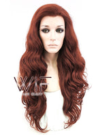 24" Wavy Light Reddish Brown Lace Front Synthetic Wig LF132