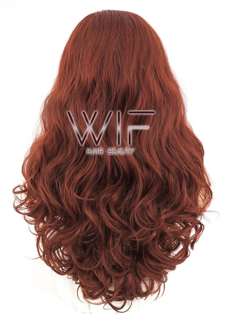 24" Wavy Light Reddish Brown Lace Front Synthetic Wig LF132