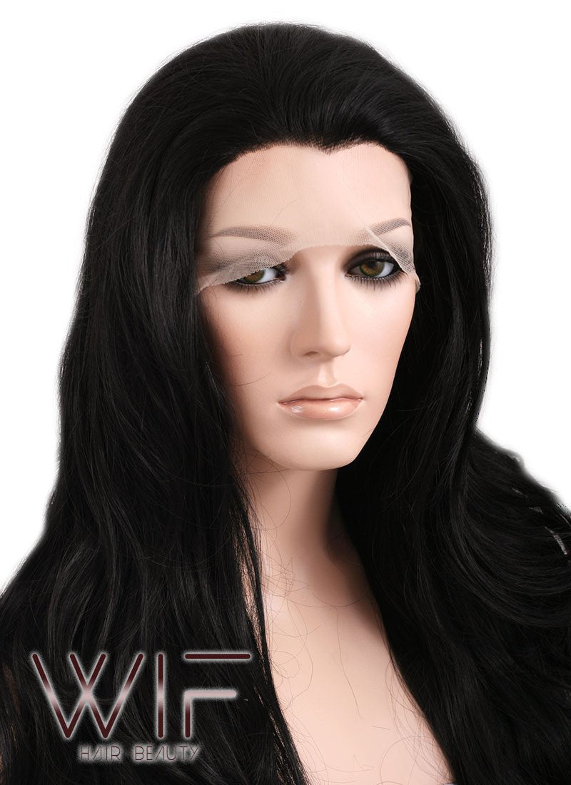 Long Wavy 26" Jet Black Lace Front Synthetic Fashion Wig