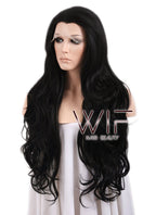 Long Wavy 26" Jet Black Lace Front Synthetic Fashion Wig