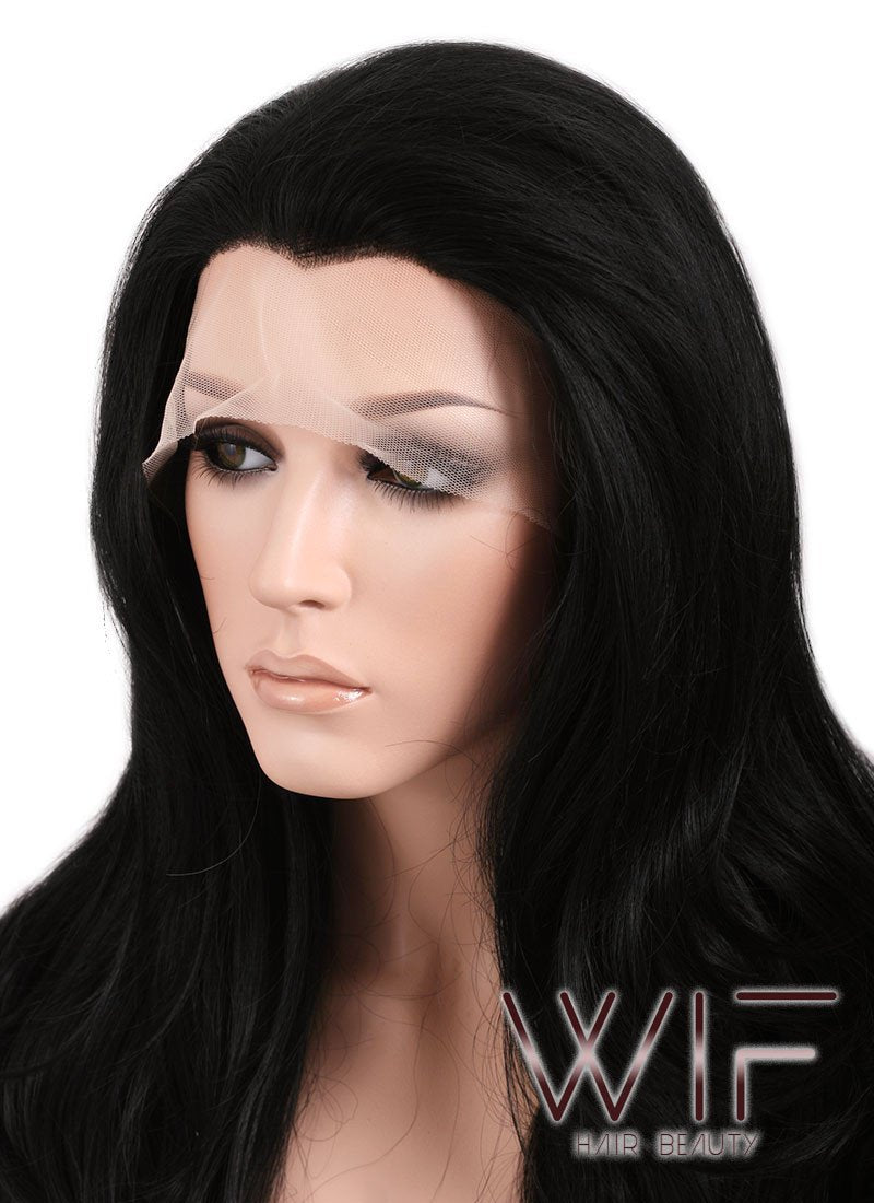 Long Wavy 26" Jet Black Lace Front Synthetic Fashion Wig