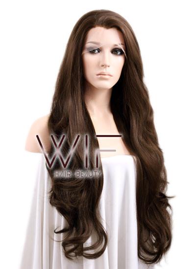 26" Wavy Dark Brown Lace Front Synthetic Wig LF146
