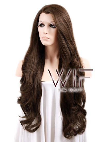 26" Wavy Dark Brown Lace Front Synthetic Wig LF146