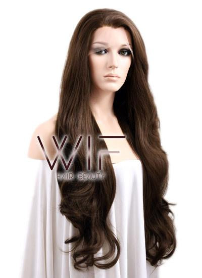 26" Wavy Dark Brown Lace Front Synthetic Wig LF146