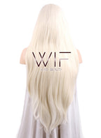 20" / 28" Long Straight Platinum Blonde Customizable Lace Front Synthetic Hair Wig LF150D