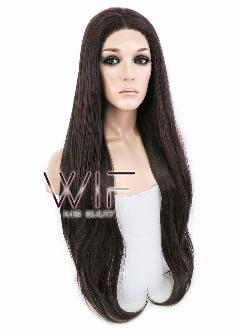 28" Straight Darker Brown Lace Front Synthetic Wig LF150E