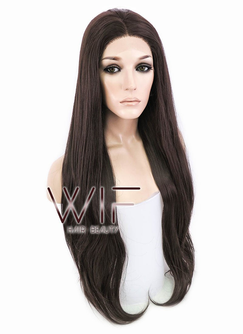 28" Straight Darker Brown Lace Front Synthetic Wig LF150E