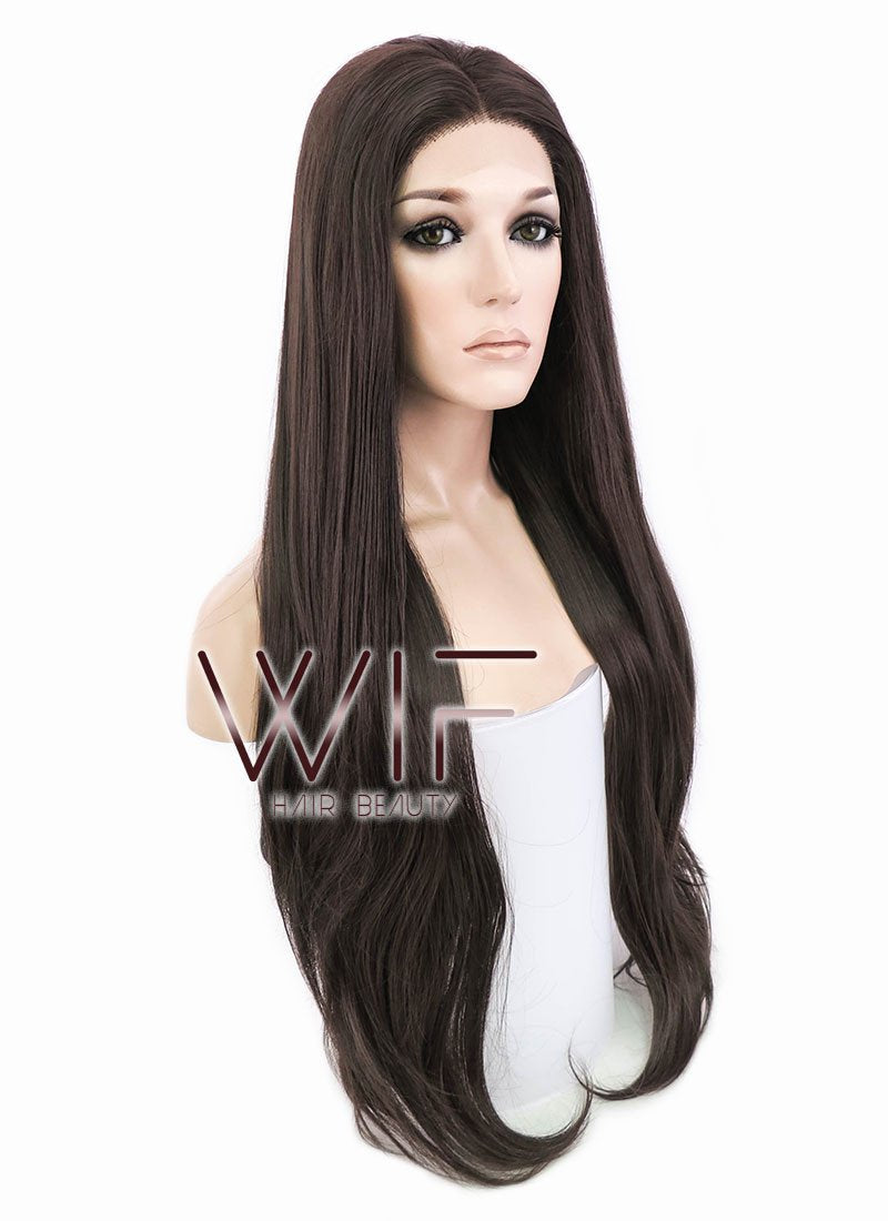 28" Straight Darker Brown Lace Front Synthetic Wig LF150E
