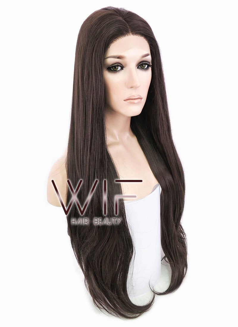 28" Straight Darker Brown Lace Front Synthetic Wig LF150E