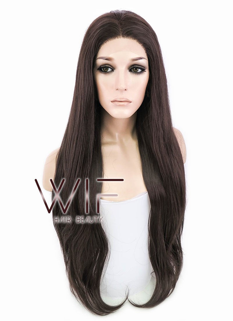 28" Straight Darker Brown Lace Front Synthetic Wig LF150E