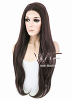 28" Straight Darker Brown Lace Front Synthetic Wig LF150E