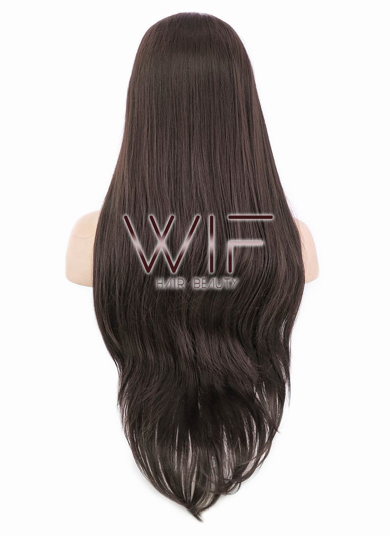 28" Straight Darker Brown Lace Front Synthetic Wig LF150E