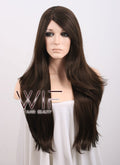 24" Long Straight Dark Brown Lace Front Synthetic Wig