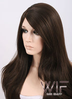 24" Long Straight Dark Brown Lace Front Synthetic Wig