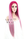24" Long Straight Two Tone Pink Lace Front Synthetic Hair Wig LF1513
