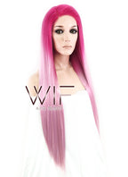 24" Long Straight Two Tone Pink Lace Front Synthetic Hair Wig LF1513