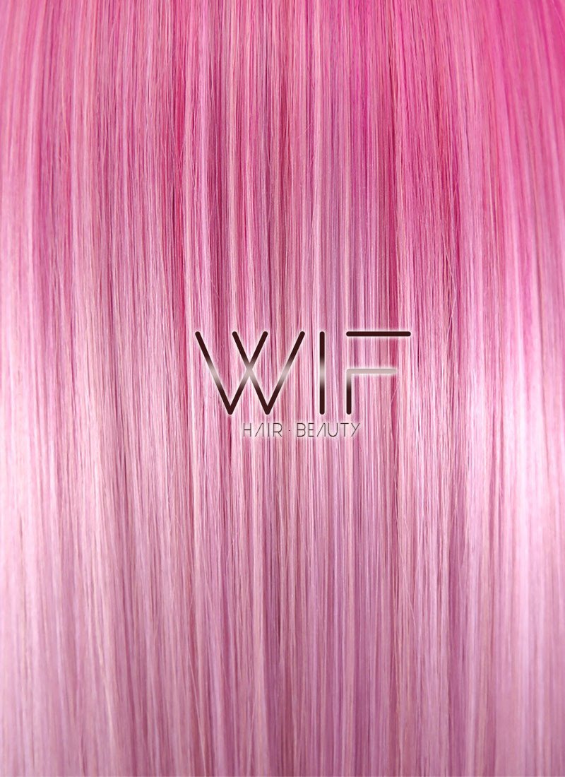24" Long Straight Two Tone Pink Lace Front Synthetic Hair Wig LF1513