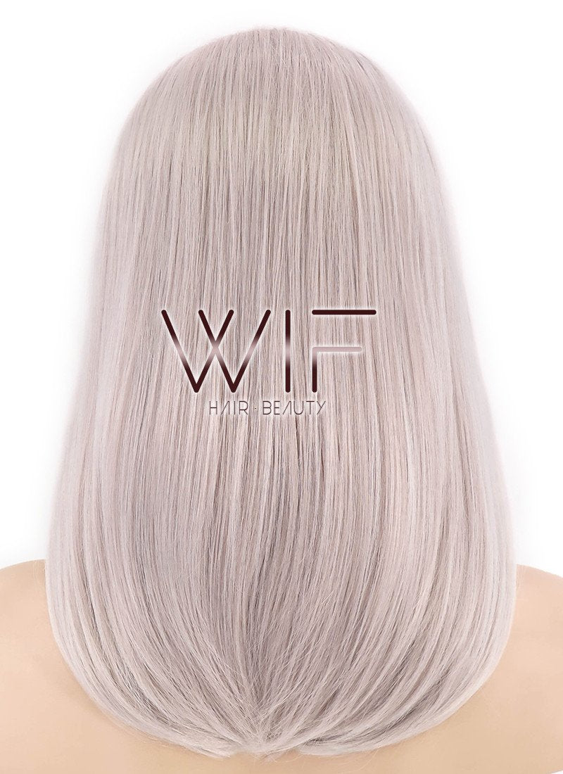 16" Long Straight Pinkish Grey  Made-To-Order Lace Front Synthetic Hair Wig LF1514A