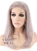 16" Long Straight Pinkish Grey  Made-To-Order Lace Front Synthetic Hair Wig LF1514A