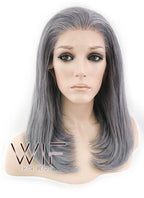 16" Medium Straight Mixed Grey Lace Front Synthetic Hair Wig LF1514B