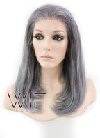 16" Medium Straight Mixed Grey Lace Front Synthetic Hair Wig LF1514B