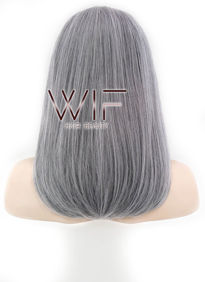 16" Medium Straight Mixed Grey Lace Front Synthetic Hair Wig LF1514B