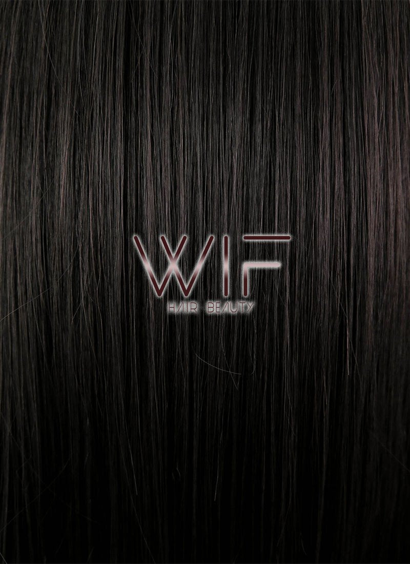 24" Straight Black Mixed Dark Brown Lace Front Synthetic Wig LF151
