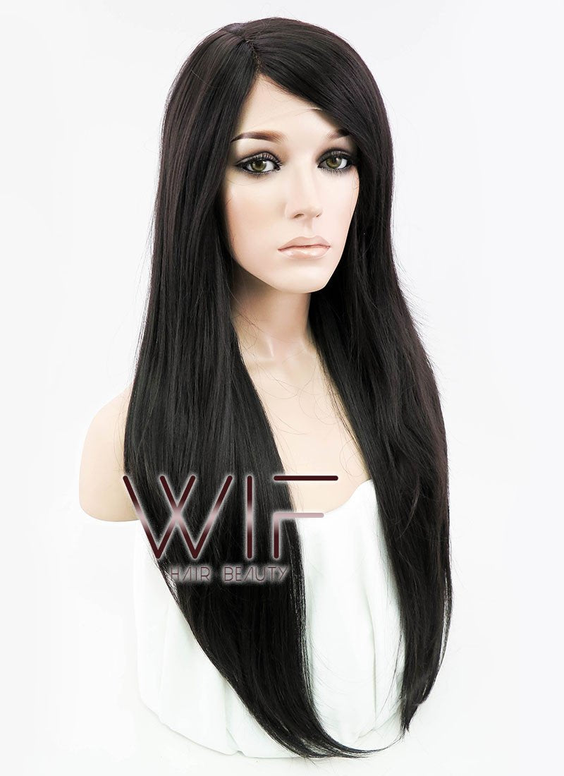 24" Long Straight Black Lace Front Wig LF151 Inspired by Angelina Jolie